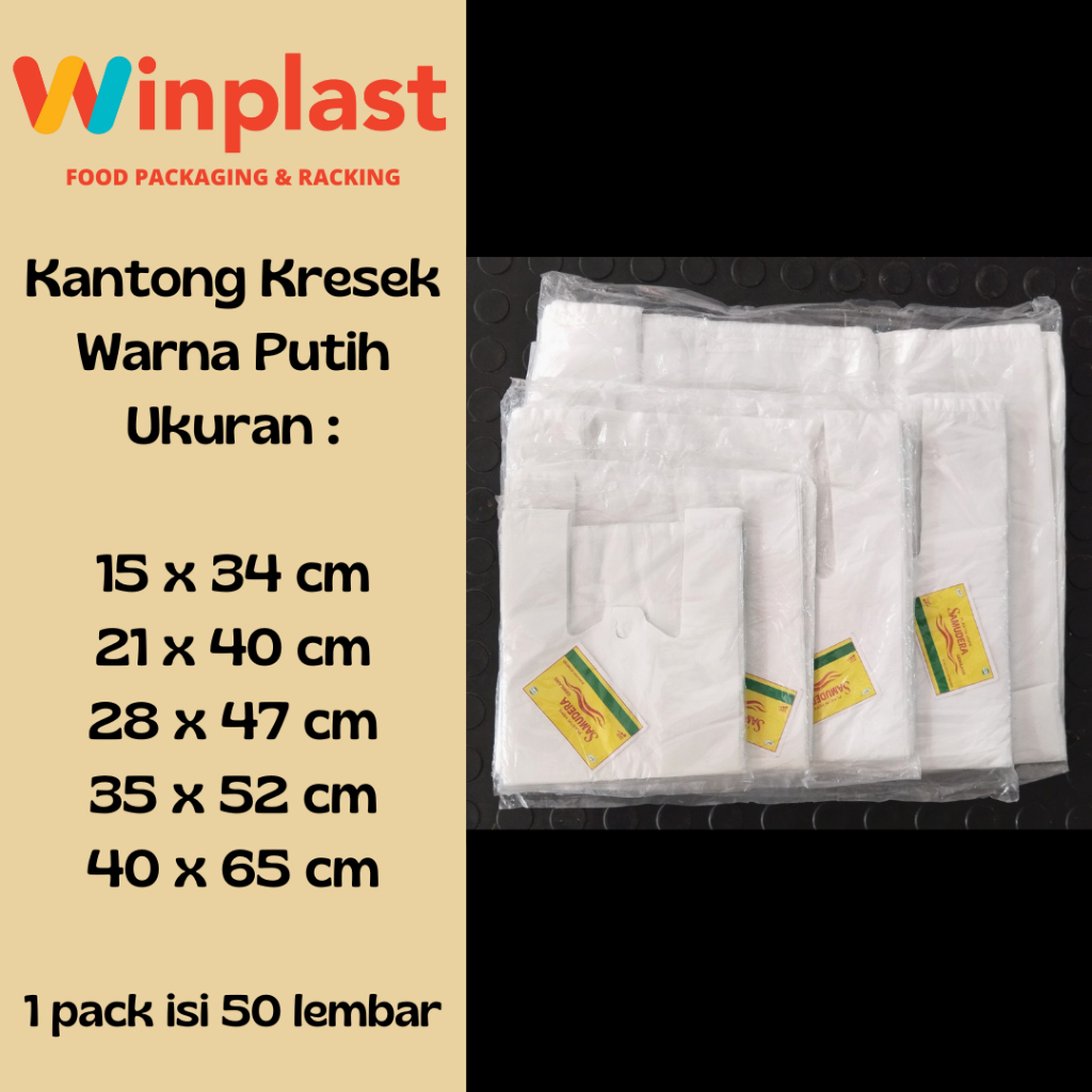 Kantong Plastik / Kresek PE Warna Putih isi 50 pcs