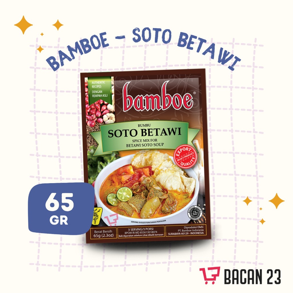 

Bamboe Bumbu Instan Soto Betawi (65 Gr) / Bumbu Dapur Instan / Penyedap Rasa