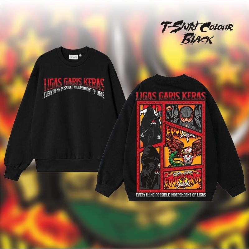 Sweater Crewneck Ligas Garis Keras Everything Possible Independen of Ligas Bahan Katun Premium