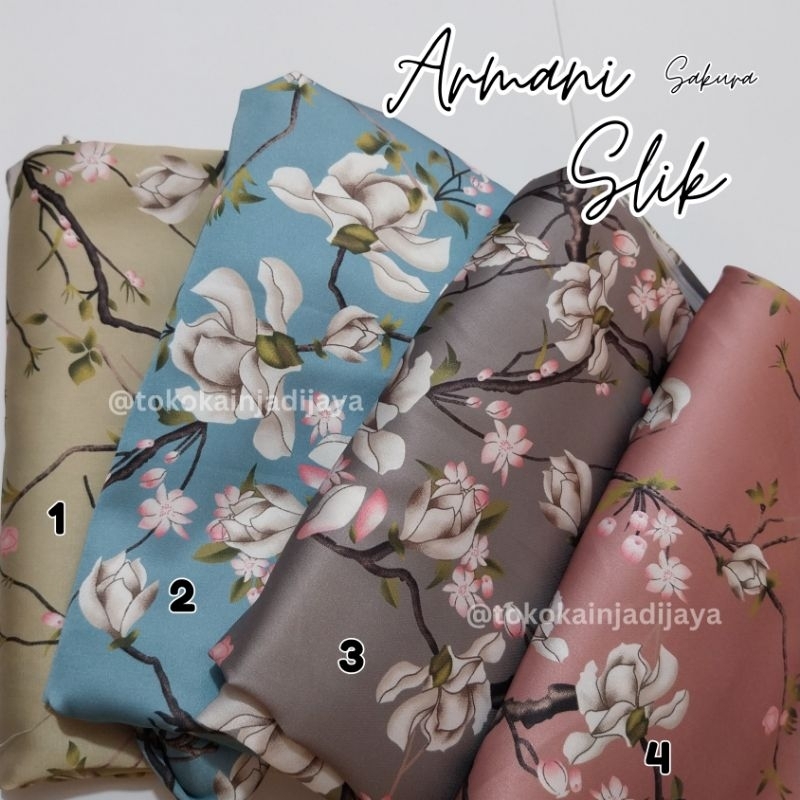 armani silk motif sakura 1.5 meter / armani snow white / armani satin / armani print / soft silk / a