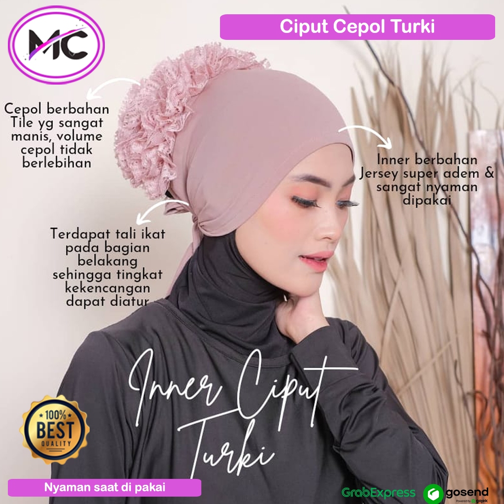 Ciput Turki Cepol Sanggul Premium Ciput Inner Turky Daleman Kerudung Sanggul Brukat Ikat Rambut Hija