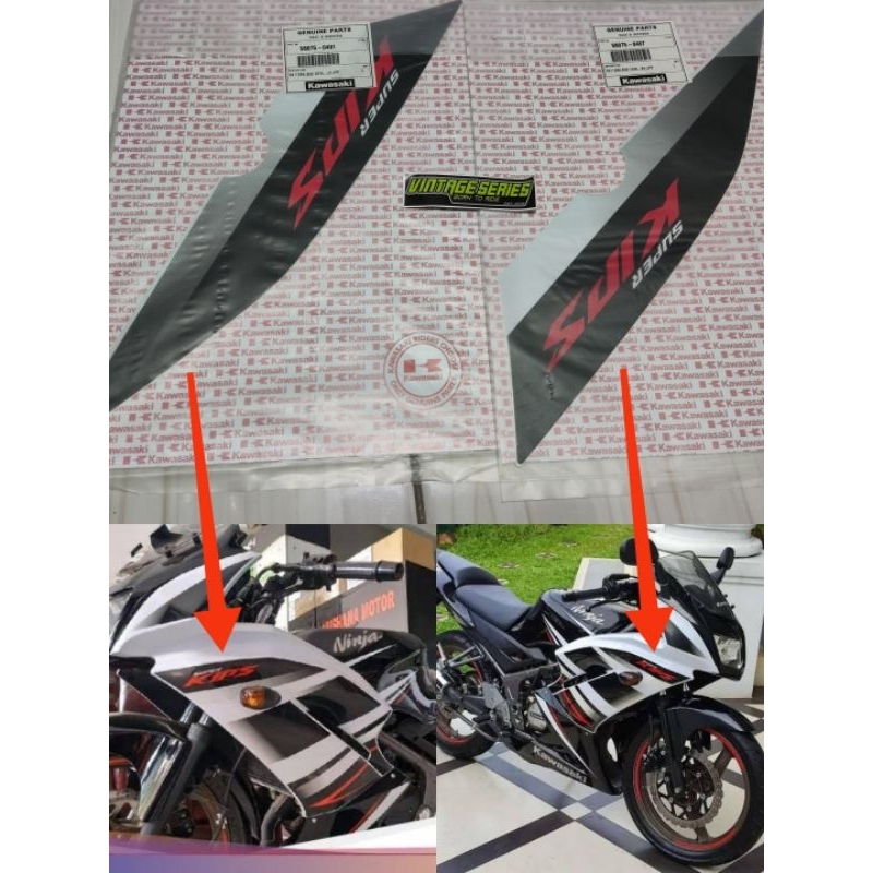 striping stiker ninja rr new 2015 hitam putih original stiker fairing depan atas ninja rr new 2015 k