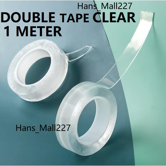 Tebal Uk 1 Meter Tape Double Tip Bening Lakban 3M Super Perekat Lengket Sisi 2 Bagus Paling Murah Da