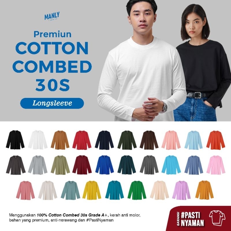 PREMIUM KAOS POLOS ASLI COTTON COMBED 30S LENGAN PANJANG