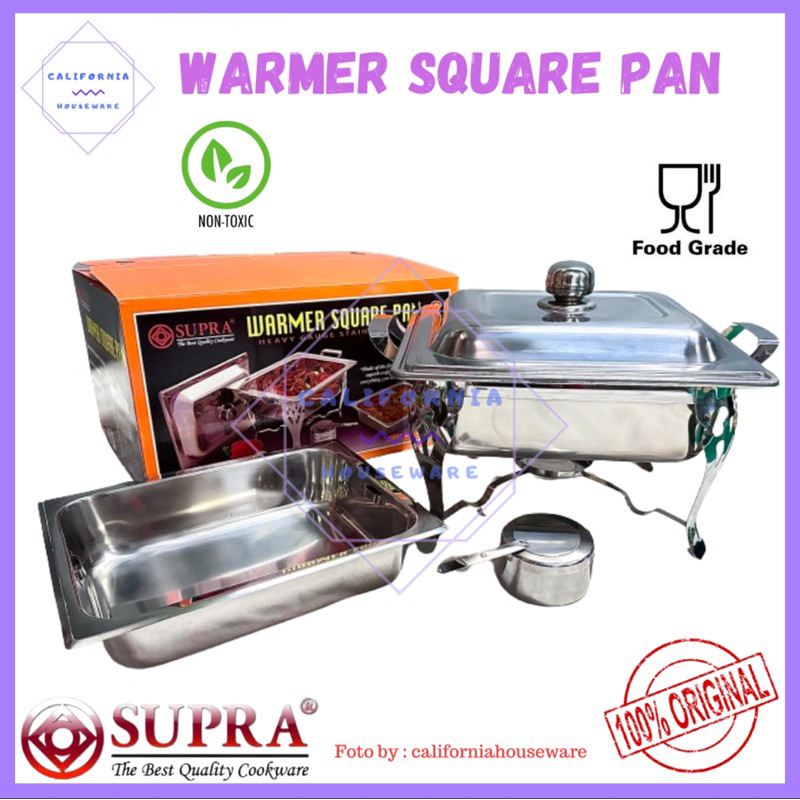 SUPRA Warmer Square Pan Stainless Steel / Prasmanan Warmer Square Pan / Prasmanan Supra Stainless St