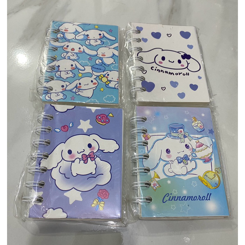 

NOTE BOOK MINI A7 SANRIO/ NOTES MINI SPIRAL A7 SANRIO/ NOTE MINI RENTENGAN 4 PCS SANRIO KUROMI/ CINNAMOROL/ LOTSO/ SINCHAN