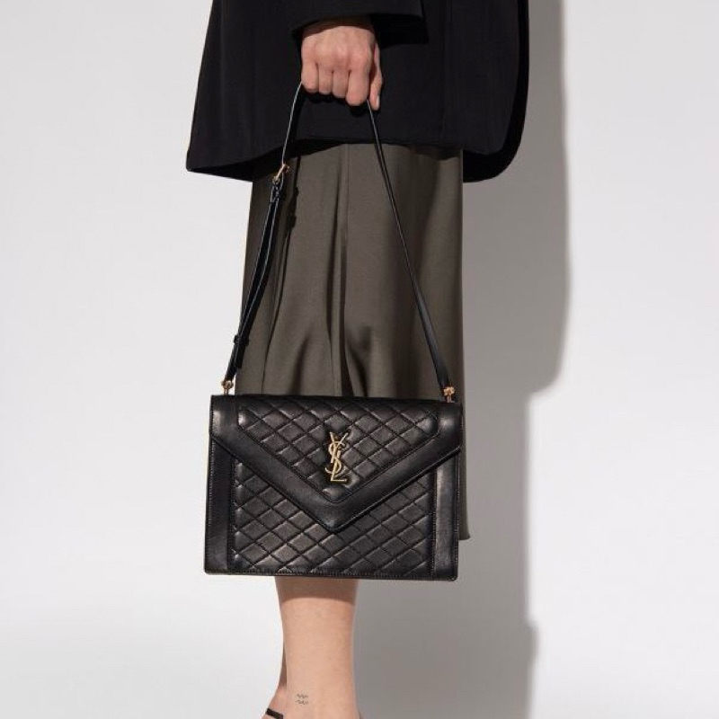 Original Saint Laurent YSL Gaby Satchel Shoulder Bag in Quilted Lambskin Leather