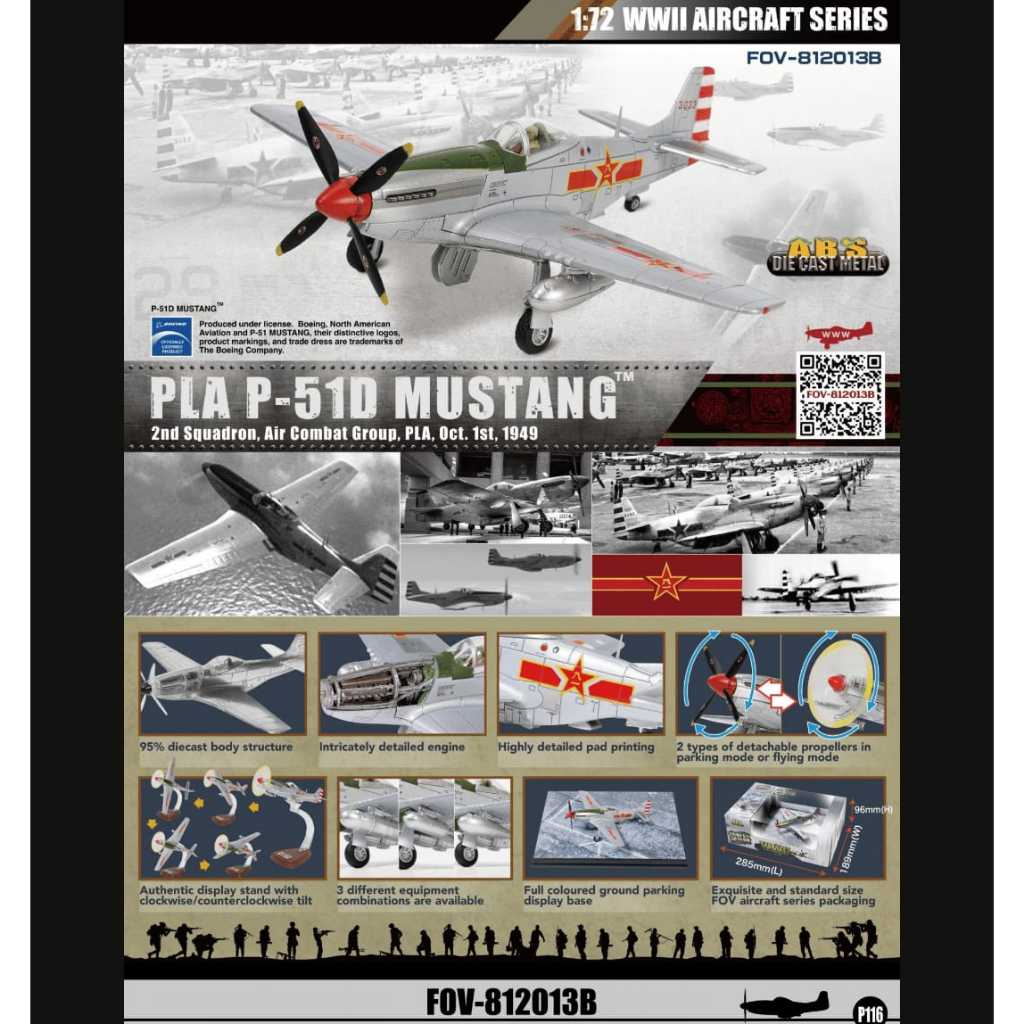 FOV-812013B - Forces of Valor |- 1:72 WW2 PLA P-51D Mustang aircraft fighter