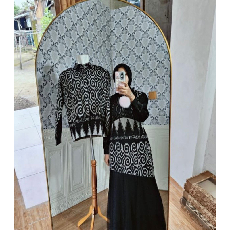 BAJU TENUN (CAMELIA BLACK FANCY COUPLE) / DRESS KONDANGAN / DRESS PESTA / DRESS DAN KEMEJA COUPLE / 