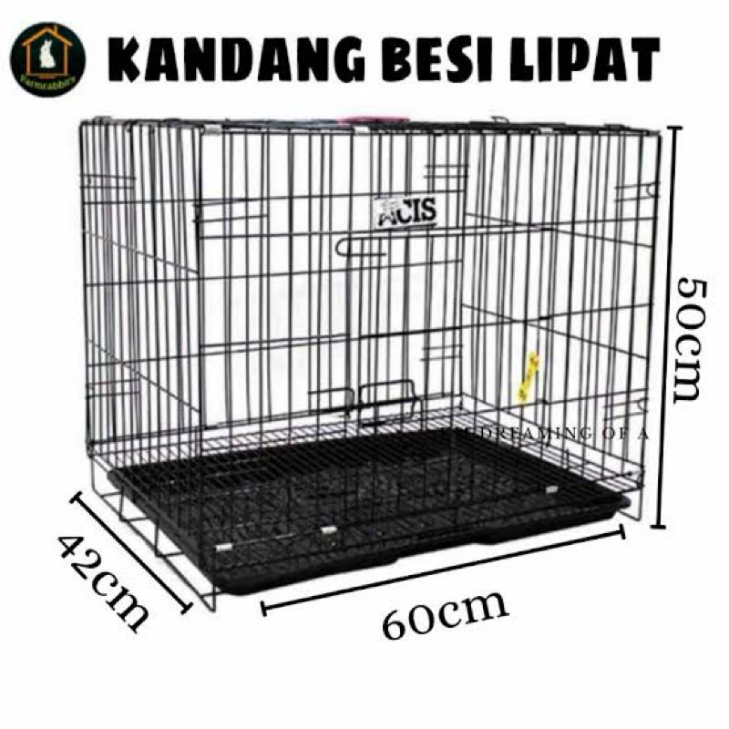 KANDANG BESI TEBAL 60 x 42 x 50cm untuk kucing / anak anjing