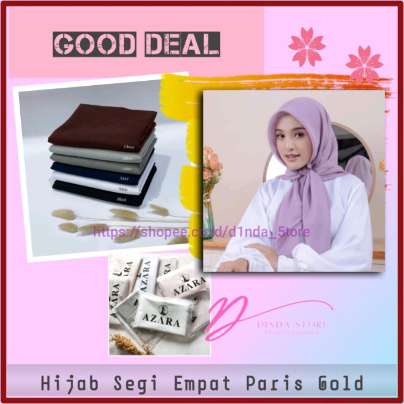Hijab Paris Jadul Gold Jilbab Segi Empat Kerudung Polos Fashion Muslim Wanita Azara Scarves Pouch Ba