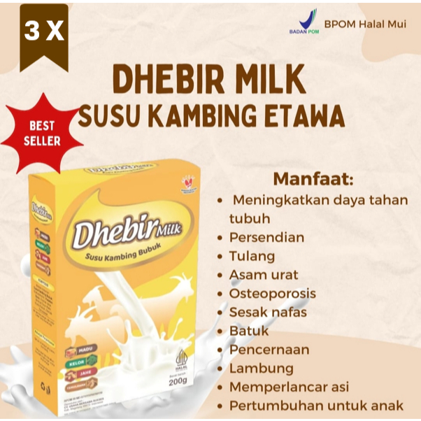 

Dhebir Milk Susu Kambing Etawa Untuk Nyeri Tulang Sendi dan Sesak 3 Box