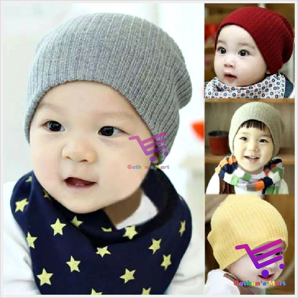 Topi Kupluk Bayi Polos Model Salur Anak Laki Laki Perempuan Baru Lahir Umur 0 3 4 5 6 7 8 9 10 11 12