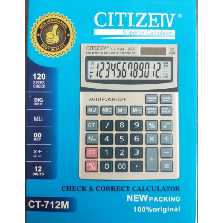 

Kalkulator Citizen CT712M12Digit2 Power khusus dagangkantoranwiraswasta ART N5X3
