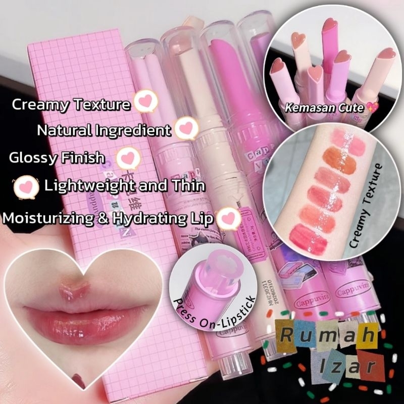 Cappuvini Lipstik Lucu Bentuk Love Garden Flower Lembut di Bibir Jelly Lip
