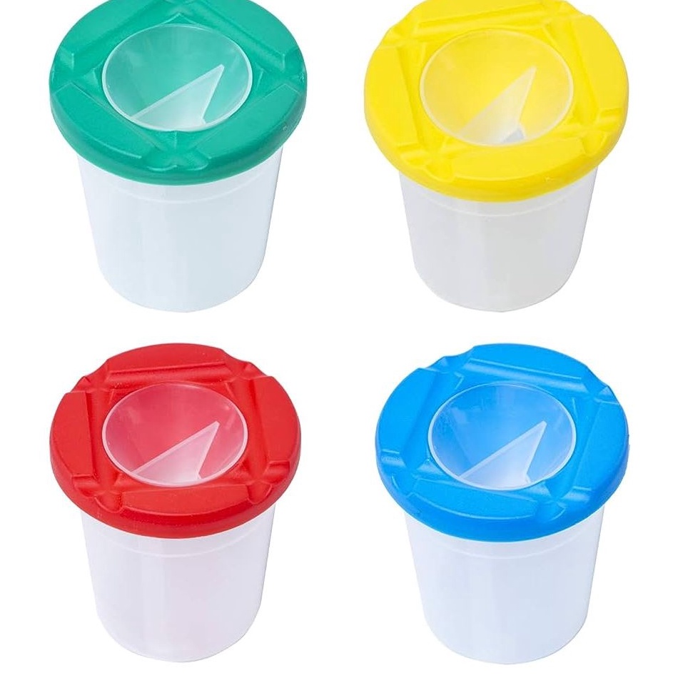

Kids Paint Cup Set of 4 Tempat Kuas Anti Tumpah Anti Spill Cups for Brush ART G3H7