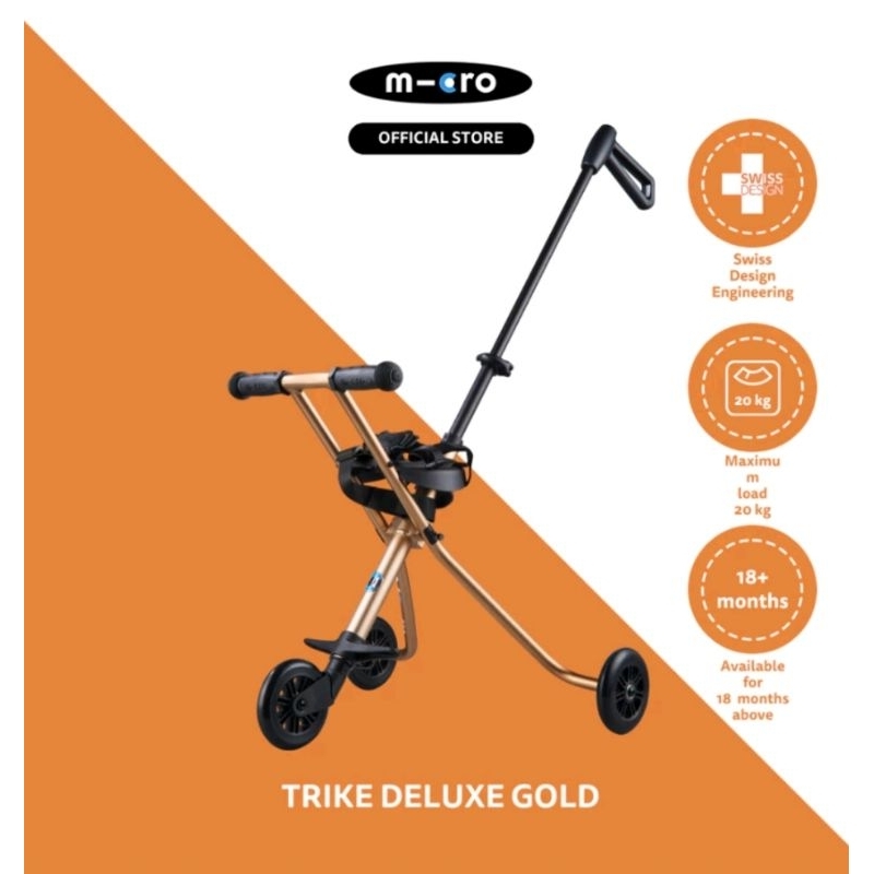CLEARANCE SALE Micro Trike Deluxe Gold / Stroller Kereta Dorong Bayi Simple Anak Praktis