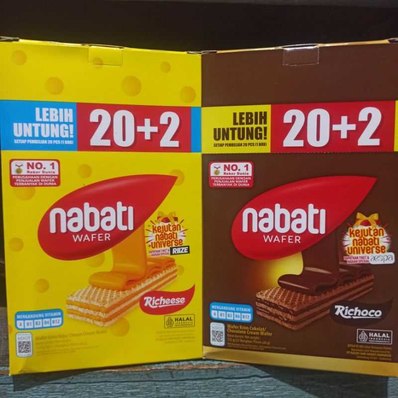 

Nabati wafer richeese 1 box isi 20+2pcs keju/coklat