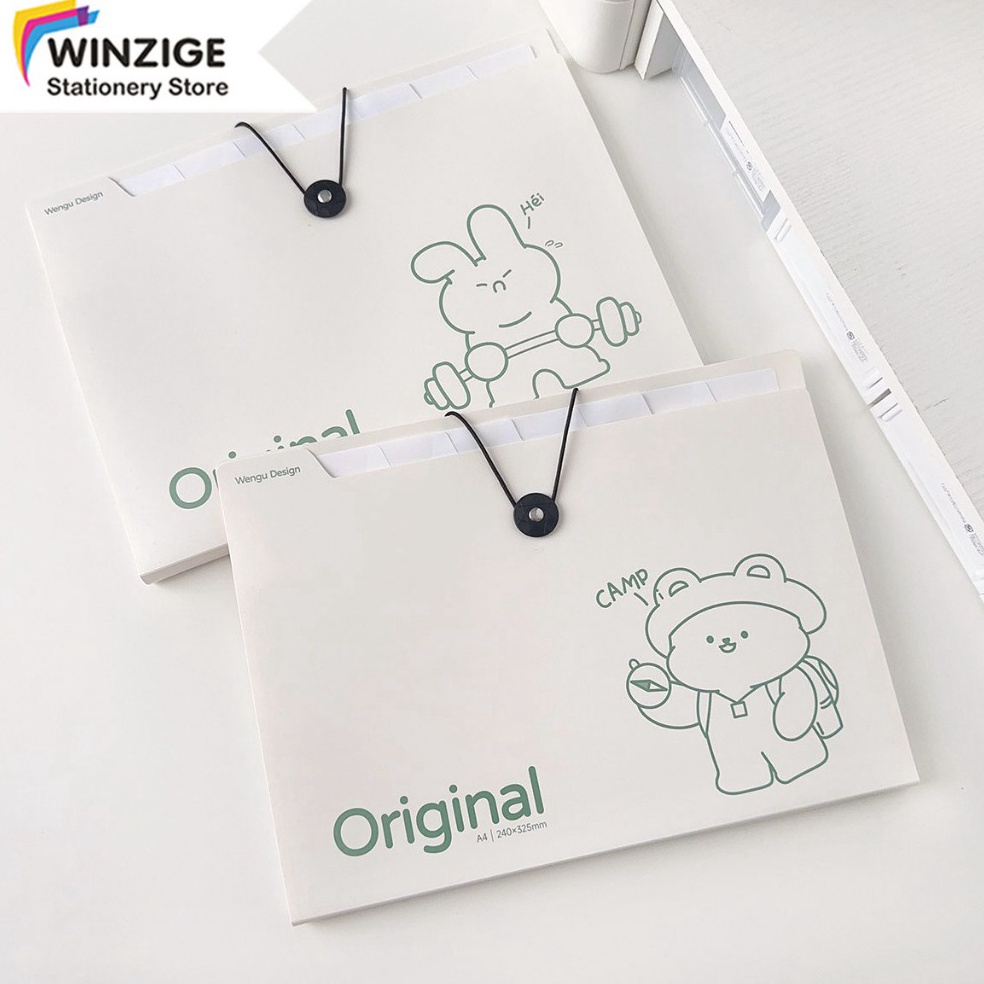 

Winzige Tas File A4 8 Sekat Indeks Bahan Lucu Document Bag A4 Cute File Folder Organizer ART N7N9