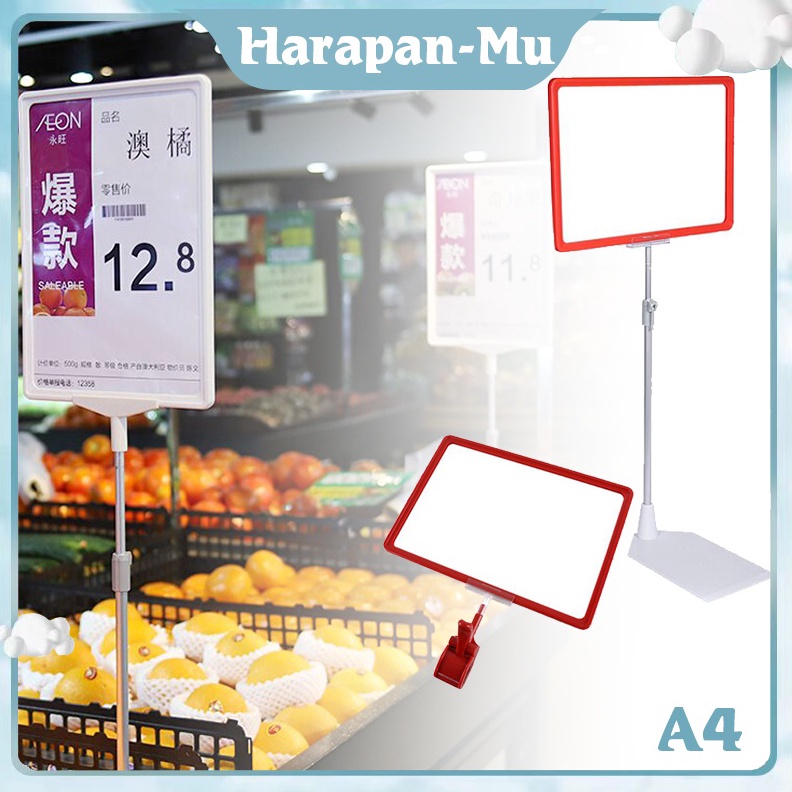 

1set Frame Display Promo Standing Display Pop Frame A4 Papan Promo Stand Promosi Toko Telescopic ART O8S7