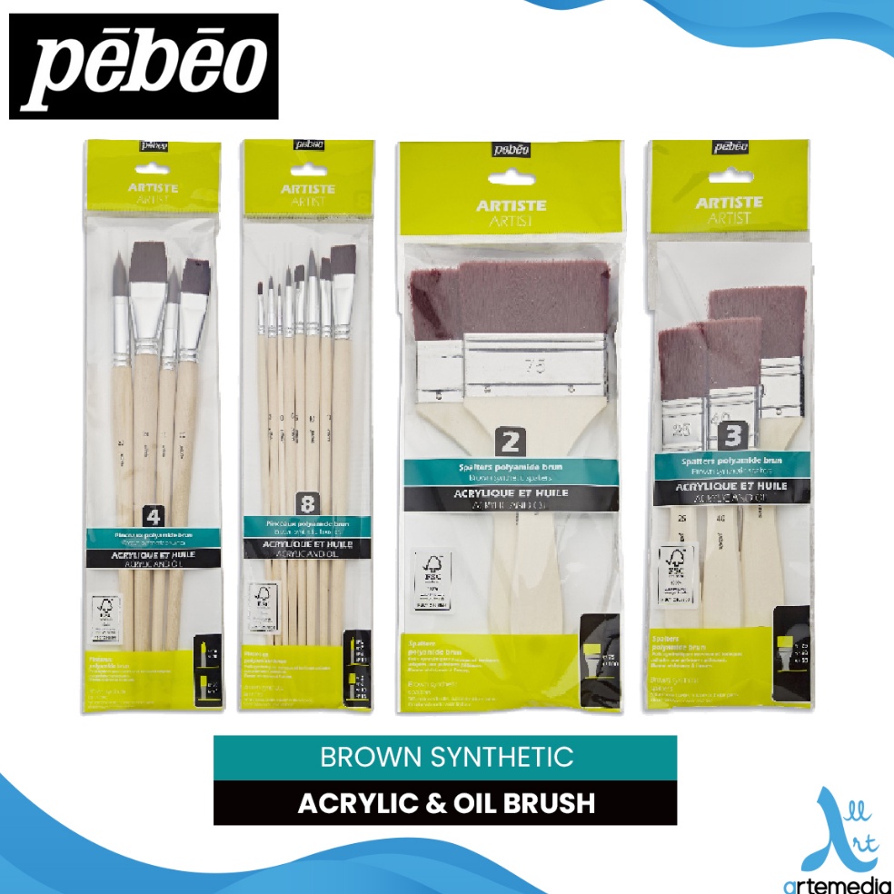 

Kuas Lukis Pebeo Brown Synthetic Oil and Acryllic Brush Set ART F4F7