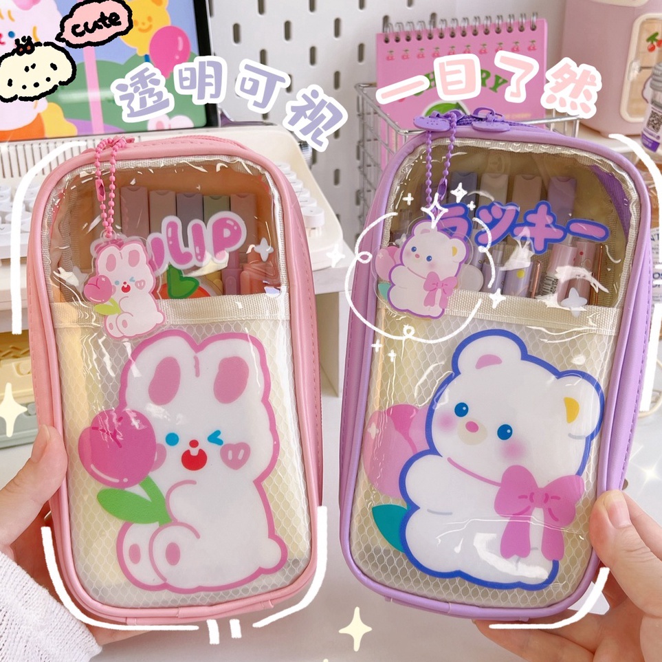 

Tempat Pensil Jumbo Banyak Slot Anti Air Standing Transparan Cute Ins Korean Style Pencil Case C5 ART S4A3