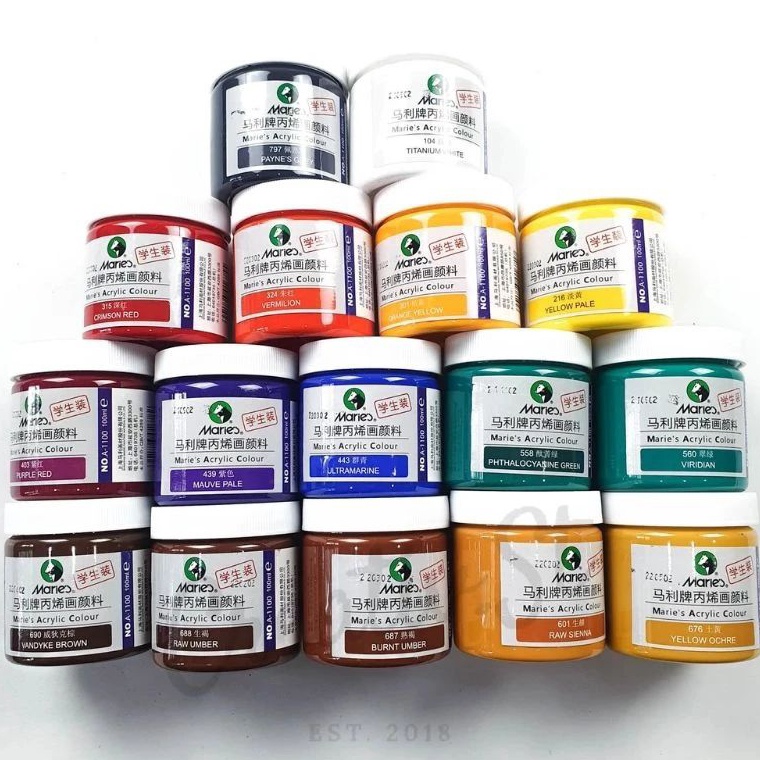 

MERIES ACRILIK 1 ML CAT LUKIS KANVAS KAIN TRIPLEK ART H5A9