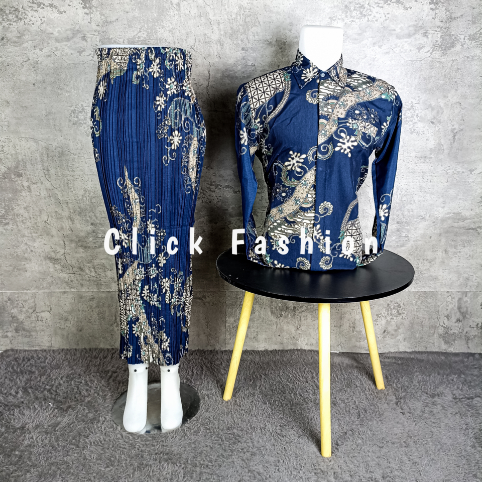 (NEW ARRIVAL) CTRL+ FASHION - ROK PLISKET COUPLE BATIK KEMEJA LENGAN PANJANG BATIK COUPLE PASANGAN S