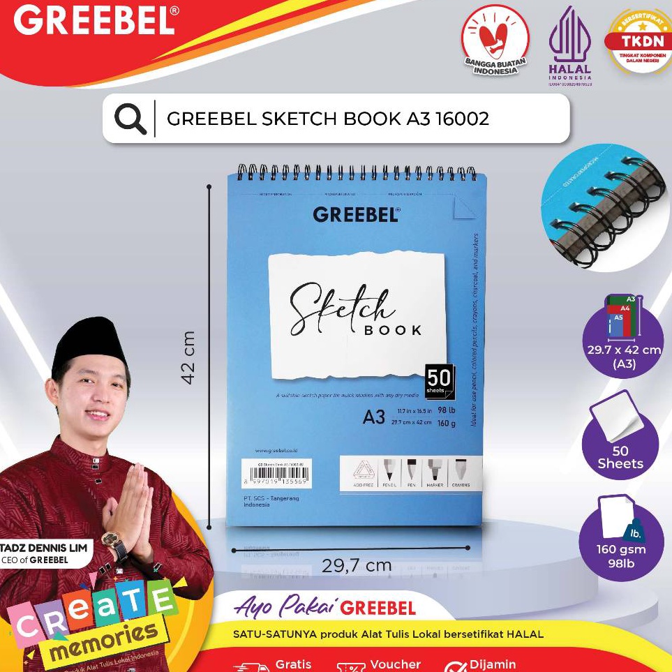 

GREEBEL SKETCHBOOK A3 162Buku Gambar Sketsa Drawing Book ART P9L3