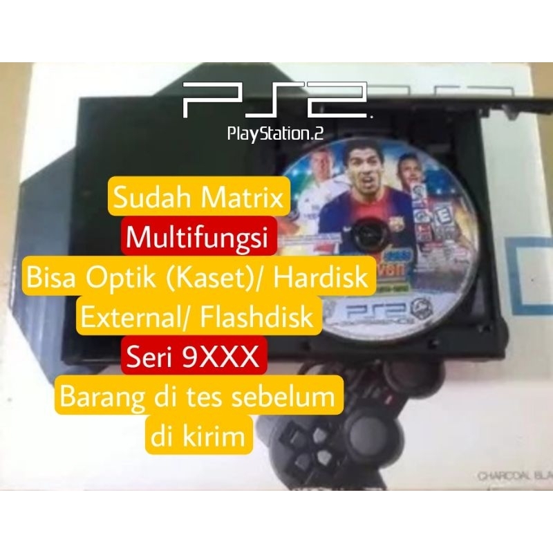 ps2 slim seri 9 multifungsi optik ( kaset ) + matrix mesin saja dan kabel-kabelnya