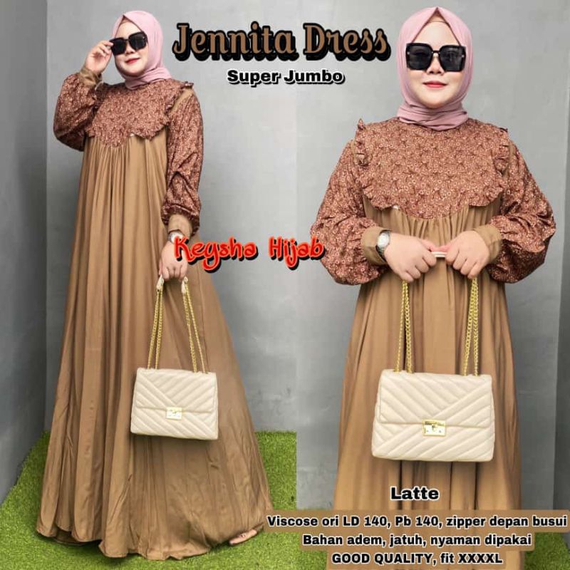 RESTOK WARNA LENGKAP GAMIS POLOS MIX MOTIF BUNGA LD:140 JENNITA DRESS SUPER JUMBO BAHAN RAYON VISCOS