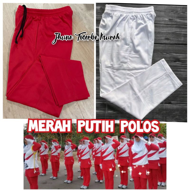 Celana panjang training olahraga merah putih polos/ seragam 17 agustus/ joging/ senam
