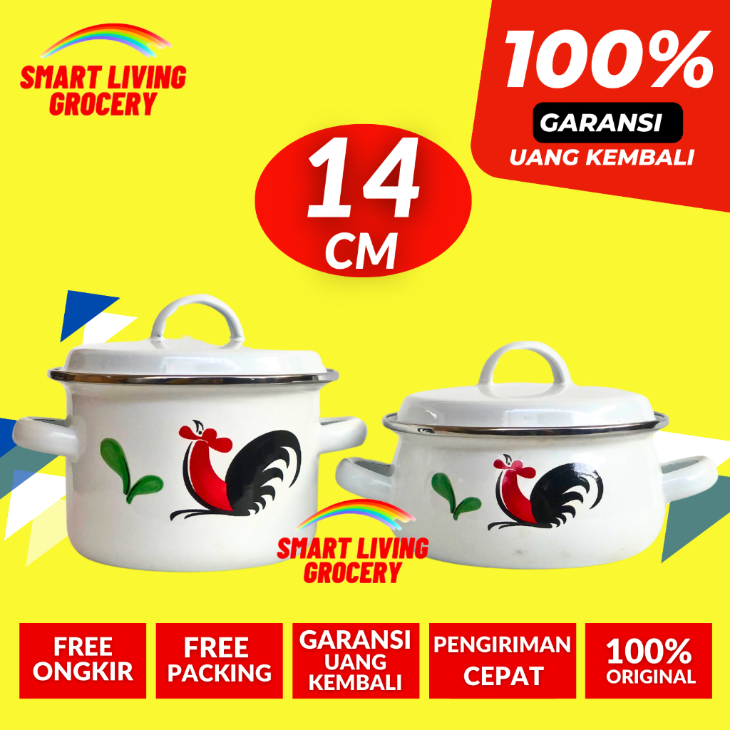 PANCI KUAH ENAMEL UNIK JADUL KECIL 14 CM ALAT MEMASAK MASAK WAJAN Pan PANCI KUAH Set Peralatan Masak