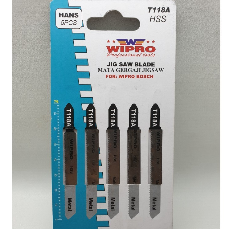 WIPRO Mata Gergaji Jigsaw 21 TPI Panjang 76mm - HSS untuk Besi & Logam - Kompatibel Wipro Bosch
