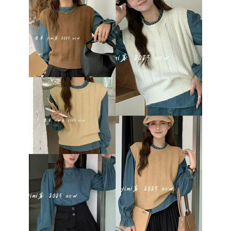 ATASAN JEANS IMPORT KOMBINASI RAJUT SUPER HALUS POLOS PREMIUM IMPORT