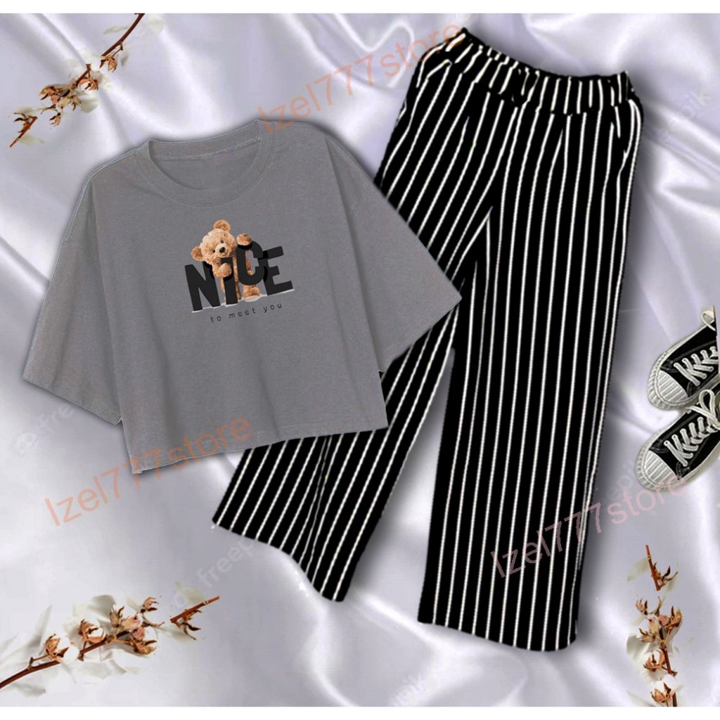 Setelan Baju Oversize Celana Kulot XIOMI NICE Setelan anak remaja kekinian