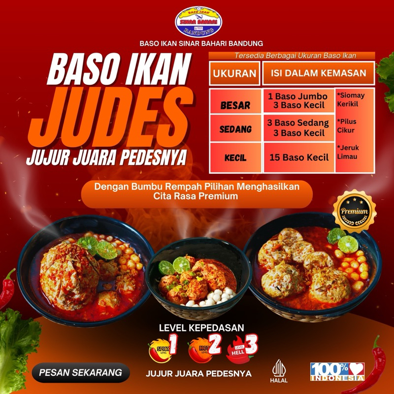 

EDISI REGULAR BAKSO/BASO IKAN SINAR BAHARI BANDUNG Paket Judes Jujur Juara Pedesnya