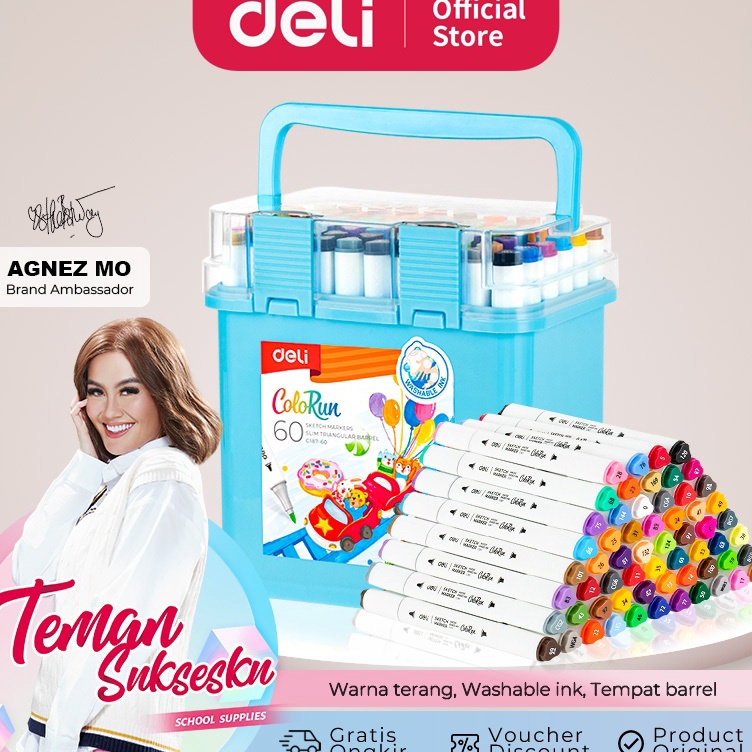 

Deli Spidol Warna Dual Tip Spidol Sketsa Water Based Sketch Marker Ergonomis EC187 ART E3W6