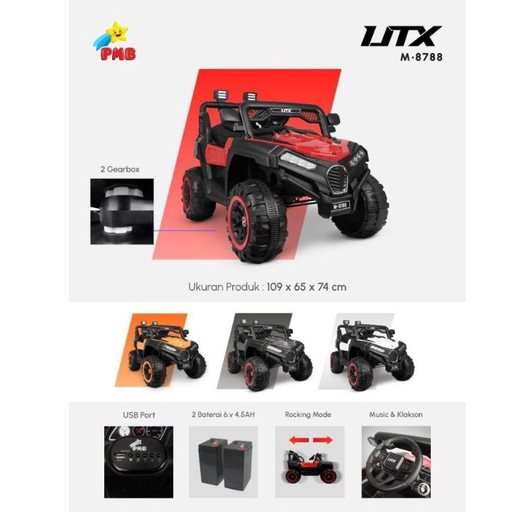 Mainan Mobil Aki Anak Jeep PMB M8788 UTX Aki 12 Volt
