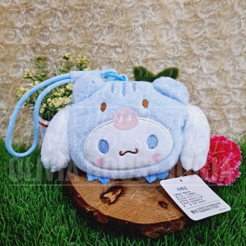 Dompet Koin Bulu Kepala Cinnamoroll Tali Gantung Pouch Coin Cinnamoroll Biru Dompet Tali Cinnamoroll