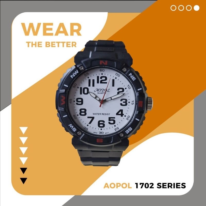 Jam Tangan Pria Aopol Rubber Strap Anti Air  Bonus Baterai Cadangan