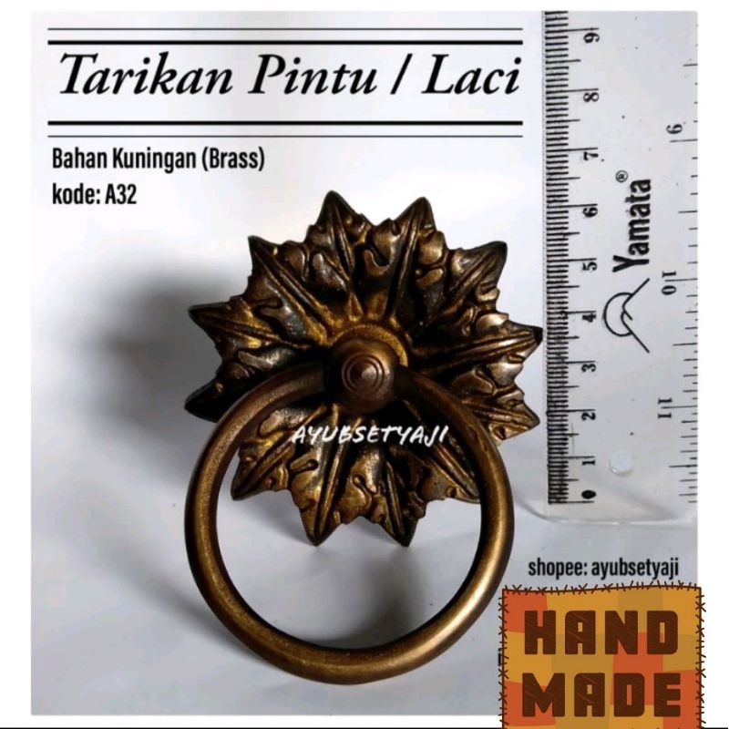 Handle Pintu Kuningan kode A32 Brass antik Tarikan Pintu Kuningan Ukir Tarikan Laci klasik Hendel bu
