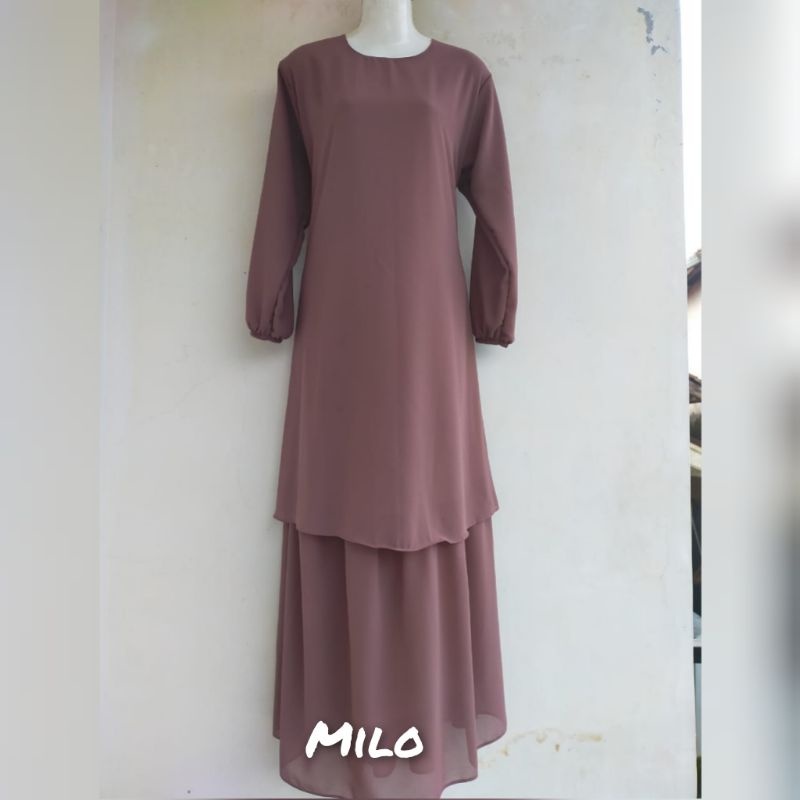 Dres Dress Viral Malaysia Ibu Warna Milo Cokelat Super Jumbo Terbaru 2024 LD 110 120 130 140 XXL XXX
