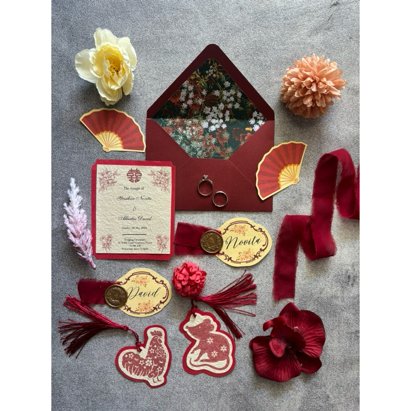 Chinese Sangjit Wedding keepsake calligraphy kaligrafi undangan pernikahan konten estetik aesthetic 