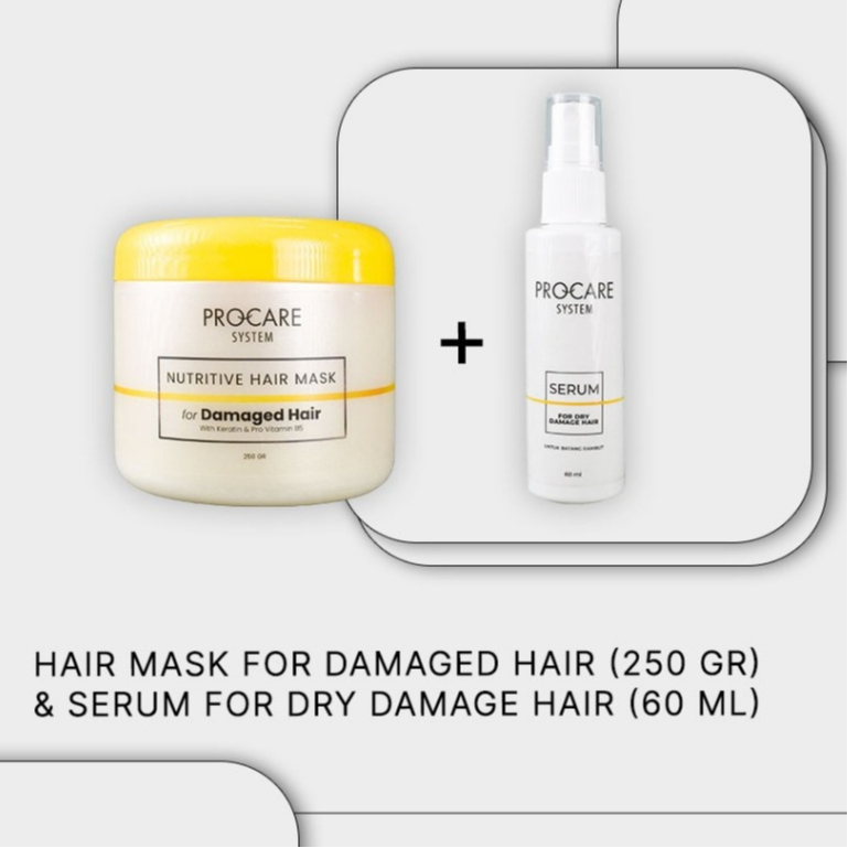 Procare Hair Mask Damage 250g + Serum Dry 60ml(Paket Hemat Perawayan Rambut Rusak)RUDY HADISUWARNO