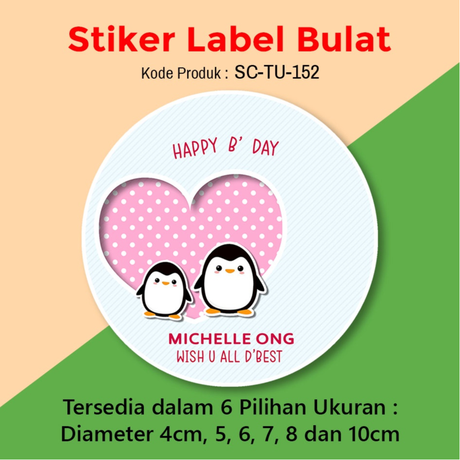 

STIKER LABEL ULANG TAHUN ANAK TUMPENG MINI SOUVENIR DUO PINGUIN LOVE