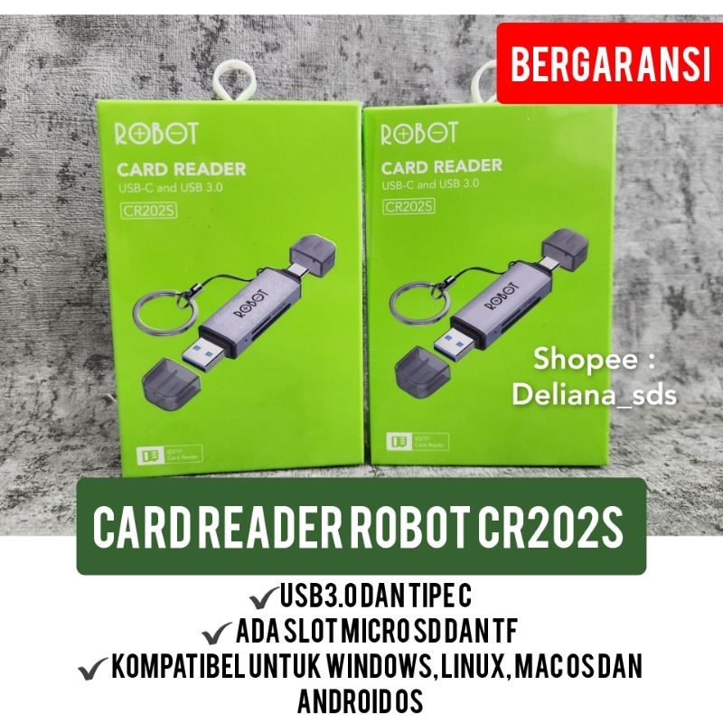 Card Reader Robot CR202S Bergaransi Card Reader USB 3.0 Card Reader USB Type C Card Reader Tipe C