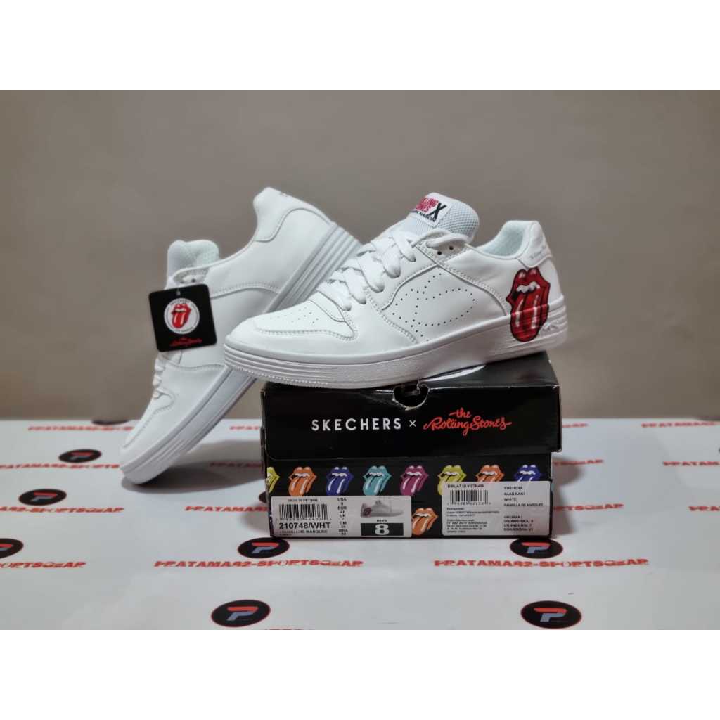 SIZE 42 (27 CM) - SKECHERS MARK NASON ROLLING STONES PALMILLA RS MARQUEE LEATHER KULIT FULL WHITE PU