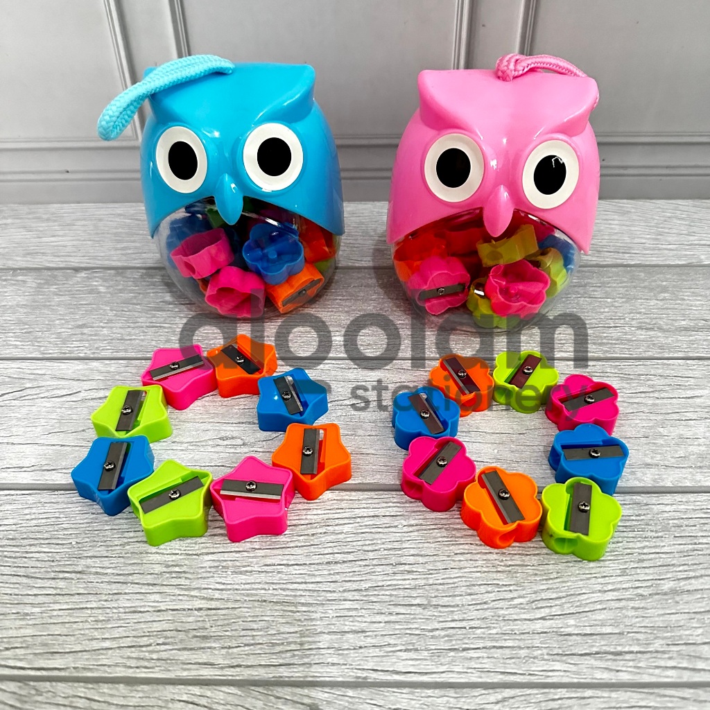 

SATU POT ( 24 PCS ) Serutan Ongotan Rautan Pensil Toples Motif Karakter Lucu