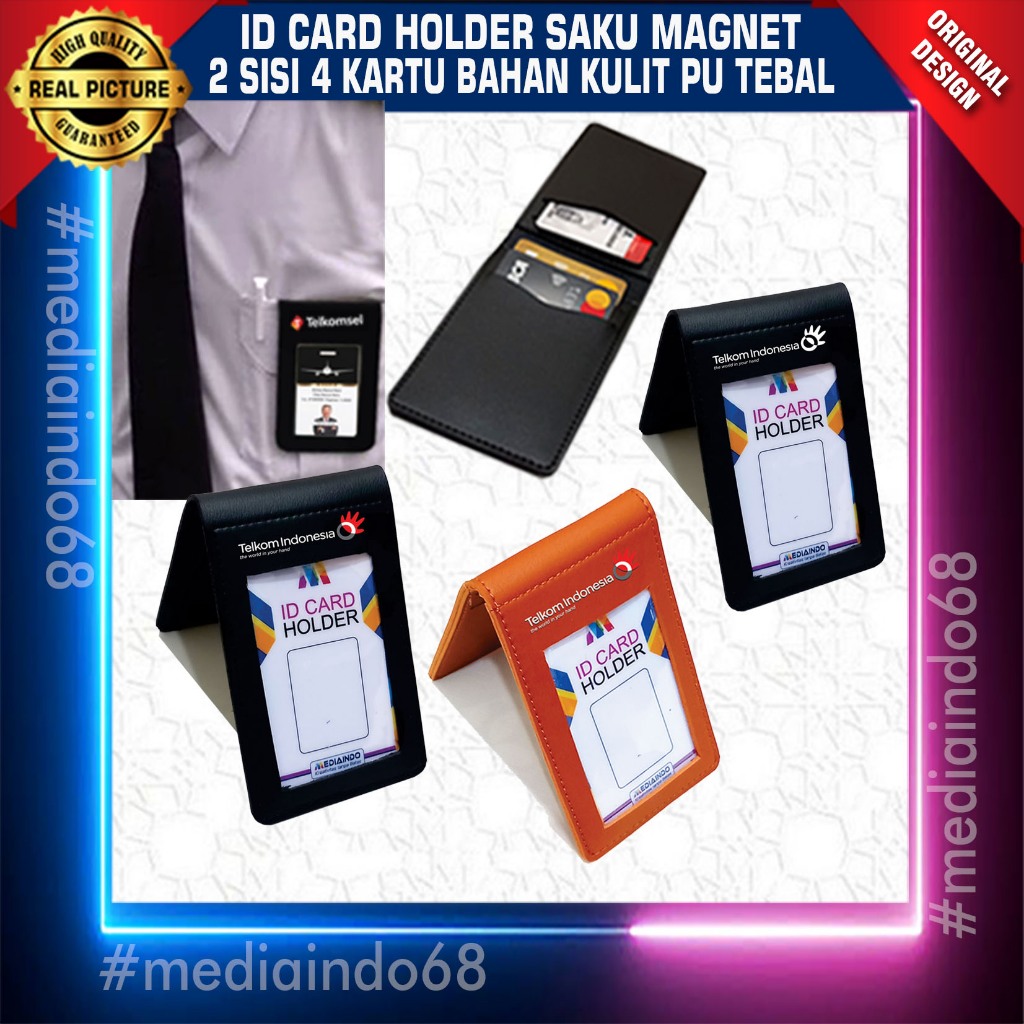 

Card Holder Kulit PU Dompet Saku 4 Kartu ( Logo Telkom )